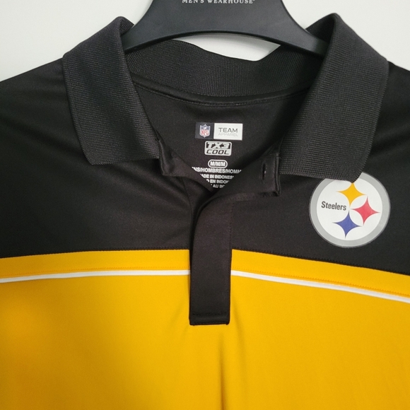 Pittsburgh Steelers NFL Team Apparel TX3 Cool Polo Shirt Mens Medium Black - Picture 3 of 6